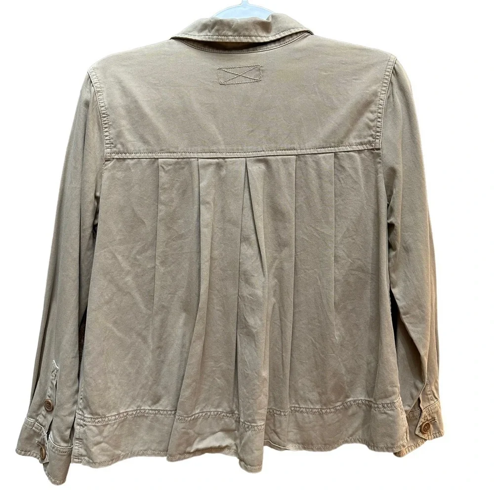 J.‎ Crew Jacket  Tan Khaki Button Up Utility Safari Shacket Lagenlook Size XS